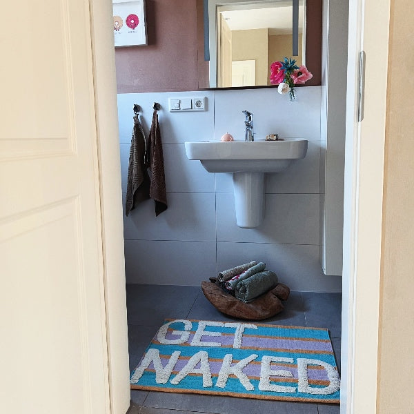 Bademåtte - Get naked - turkis/lilla