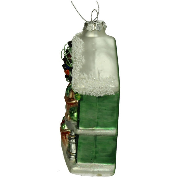 Julens grønne charme - Glas julekugle med farmershop vindue - Perfekt til juleræet.
