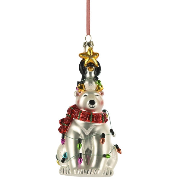 Julekugle - Isbjørn & Pingvin