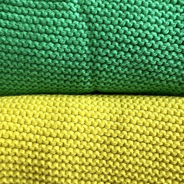 Farverige klarklude - Strik karklude i grøn og gul - 100% bomuld - RAUMTRAUM.dk