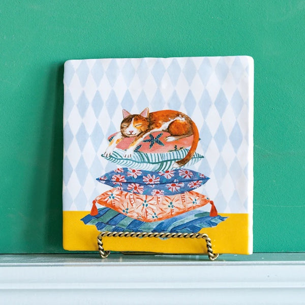 StoryTiles - Træt kat - 10 x 10 cm
