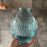 Fiskevase - Glas - Blå - 25 cm