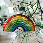 Håndblæst glas juleophæng- Festlig regnbue