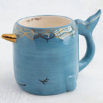 Cup of happy - narhval - håndlavet krus - blå krus med hank - Fede blå krus i keramik