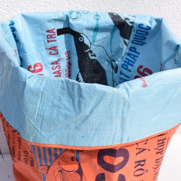 Upcyclet vasketøjskurv/opbevaringspose - Orange
