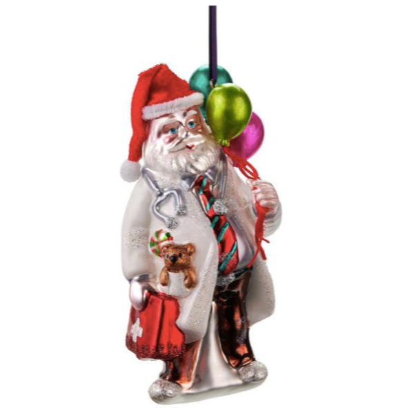 Julekugle - Doktor med bamse og balloner