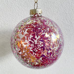 Jule glaskugle - Konfetti med glimmer i pink - Juletræspynt 