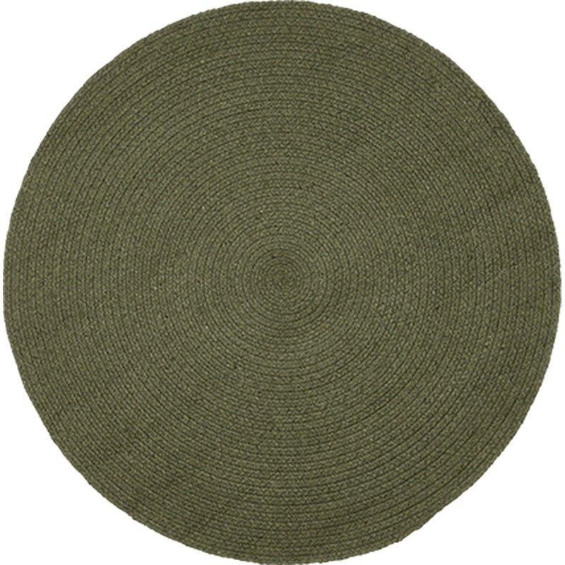 Håndvævet recycle tæppe MOON - mørkgrøn - diameter 90 cm