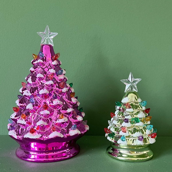 Juletræer til pynt - Lavet af porcelæn og med søde LED lys i vilde farver - Amerikansk inspireret og smukt - RAUMTRAUM.dk