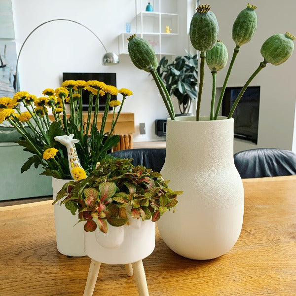 Skønne vaser i lyse toner - Hvid porcelænsvase i elegant og tids løs design - Vasen har en stor nok størrelse til at kan bruges som gulvvase - Online hos RAUMTRAUM.dk  